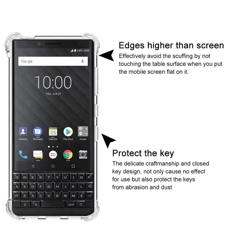 EUCAGR Schutzhülle für Blackberry KeyOne und Key Two, transparente TPU-Silikon-Airbag-Hülle mit weicher Rückseite - Bild 3