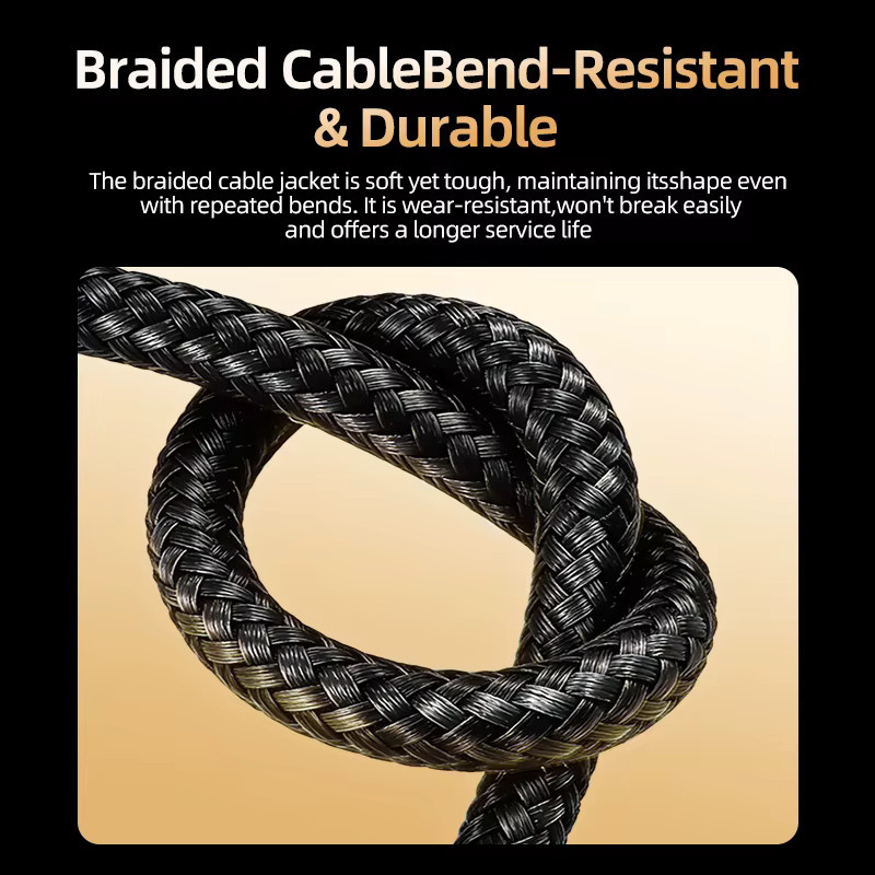 WANJEED USB4 USB-C-auf-USB-C-Kabel in Schwarz mit 40 Gbit/s Datenübertragung, 240 W 5 A PD-Schnellladung und 8K@120Hz Videoausgabe, geflochten - Bild 4