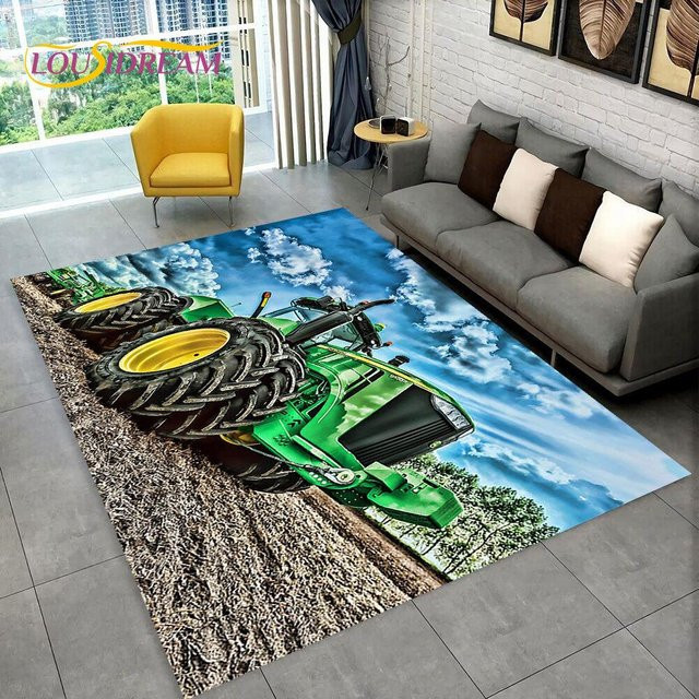 HGHT Kinderteppich mit LKW-Traktor-Motiv in Multicolour, rutschfeste 3D Bodenmatte aus Polyester, Breite: 80 cm, Länge: 120 cm - Bild 1