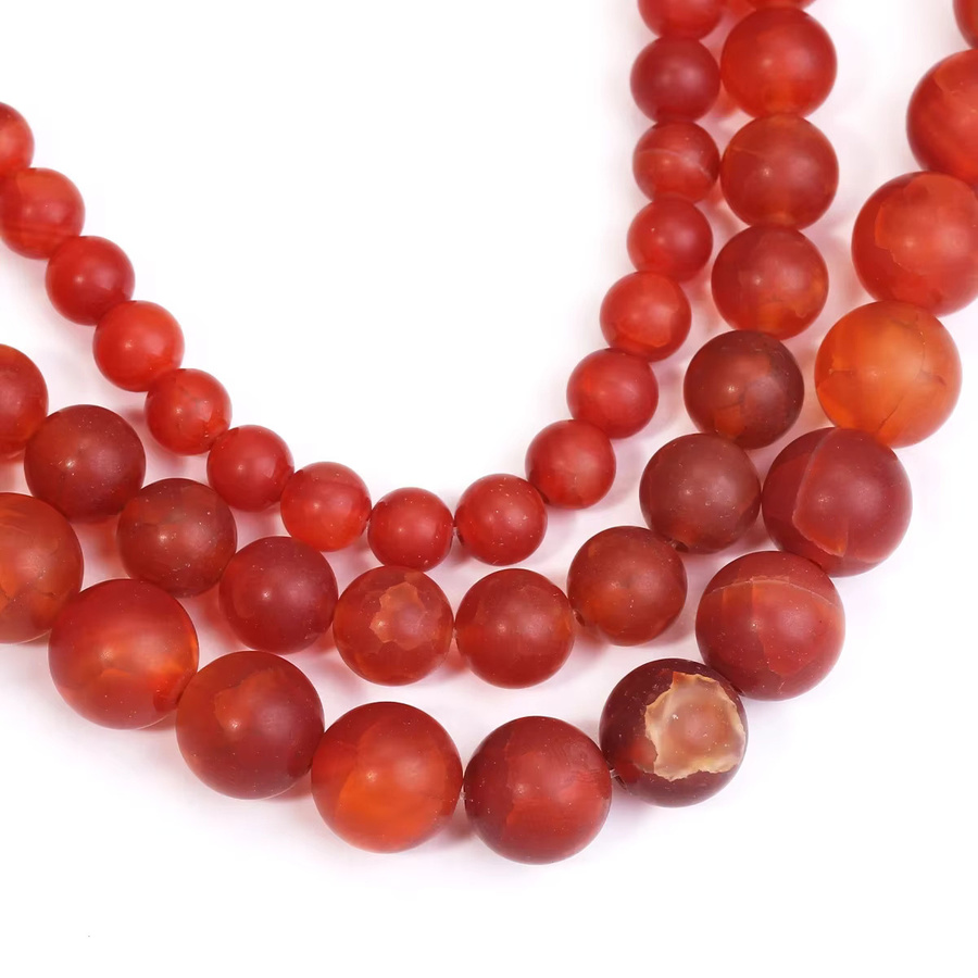 SANSWL Perlen, Naturstein Frost Grind Arenaceous Red Agat Onyx, Unisex - Bild 4