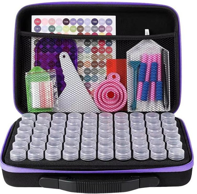 Binchi Fitness Diamantmalerei Aufbewahrungsset mit 3060 Behältern, Koffer, Farbnummer-Etiketten und Trichter in Multicolour - Bild 1