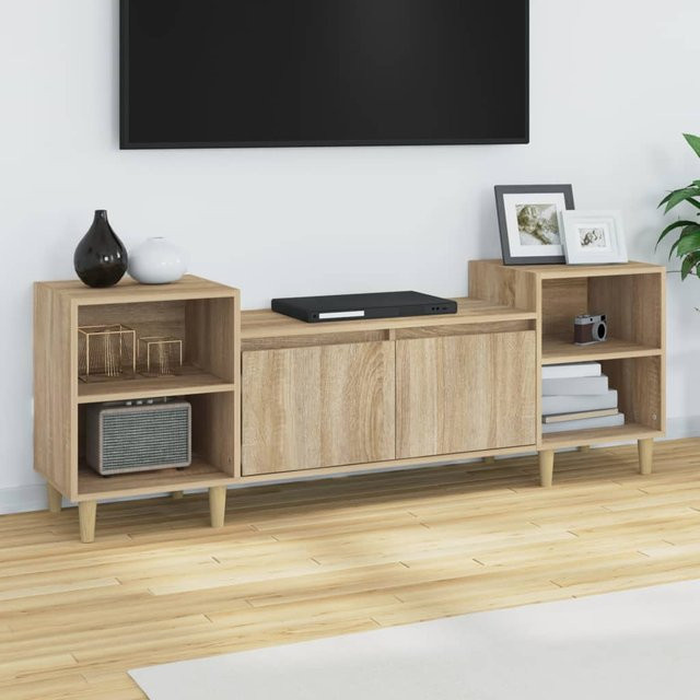 vidaXL TV-Schrank aus Eukalyptusholz in Braun, B/T/H: 160 x 35 x 55 cm - Bild 3
