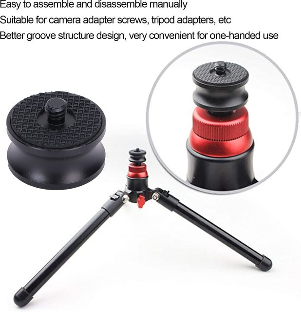 Qiilu Kamera-Adapter 3/8 Zoll Innengewinde auf 1/4 Zoll Außengewinde in Schwarz für Stativ, Einbeinstativ und Gimbal - Bild 1