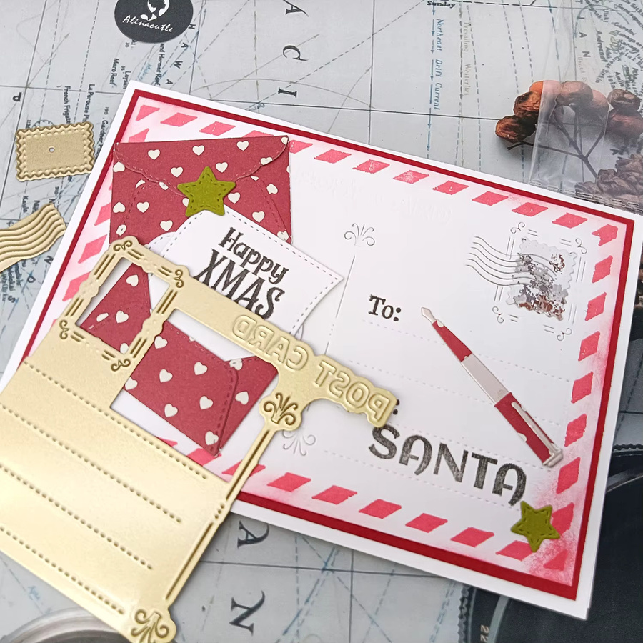 Alinacutle Metall Postkarte Gold für DIY-Grußkarten, Scrapbooking und Handwerk - Bild 2