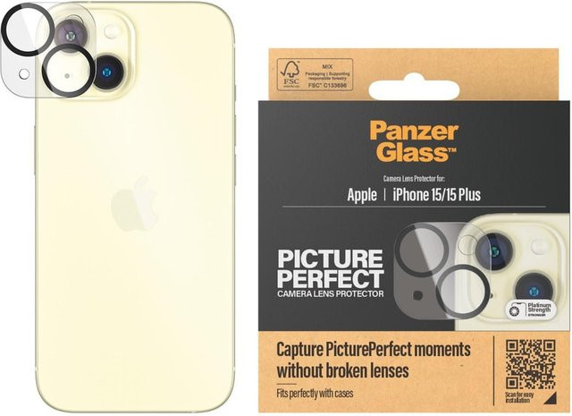 PanzerGlass PicturePerfect Kameraschutzglas für iPhone 15 und iPhone 15 Plus, transparent - Bild 1