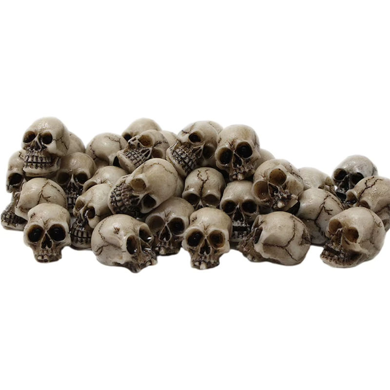 20 Stück Alloet Mini Schädel Skulpturen aus Kunstharz in Weiß für Halloween und Gothic Dekoration - Bild 2