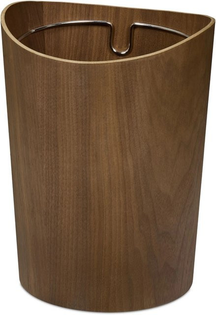 Relaxdays Papierkorb aus Sperrholz in Walnuss mit Metallring, Farbe: Braun, B: 30 cm, H: 23 cm - Bild 1