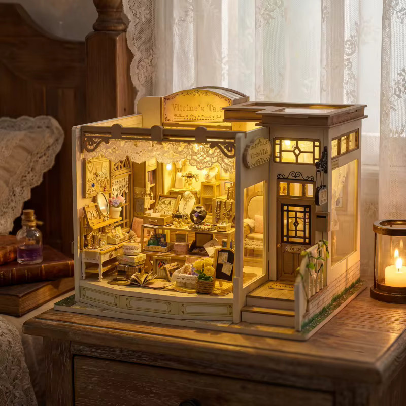 ELEVEN-CUTE DIY Holz-Schmuckladen Miniatur-Modellbausatz mit Möbeln und LED-Beleuchtung in Multicolour - Bild 2
