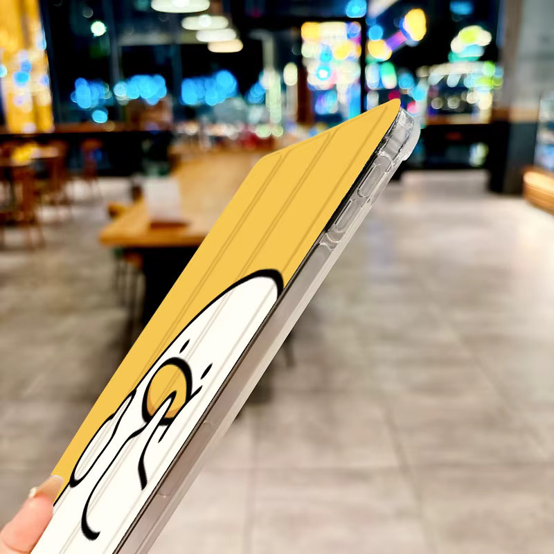 Apple iPad Pro und iPad Air Tablet-Hülle mit Daumen-up-Design in Transparent und Gelb - Bild 3