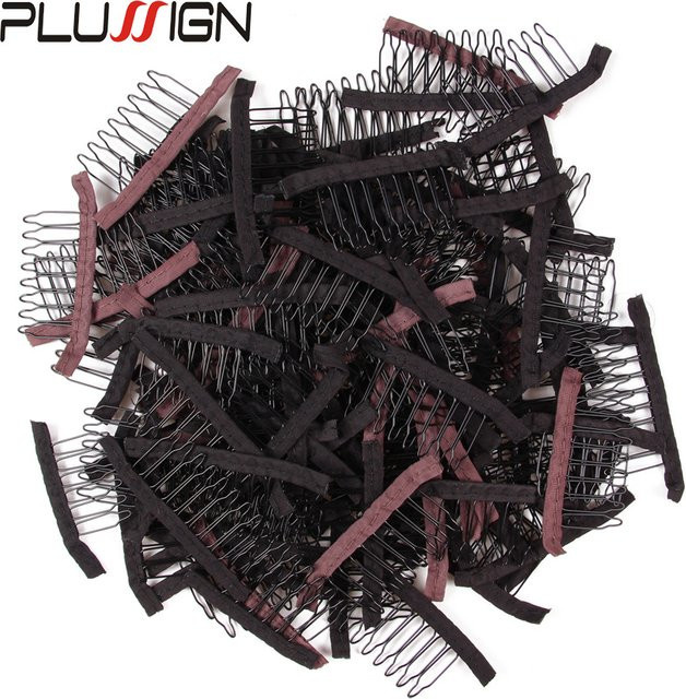 plussign Perückenkämme und Metall-Perückenclips, 12 Stück, schwarzbraun - Bild 1