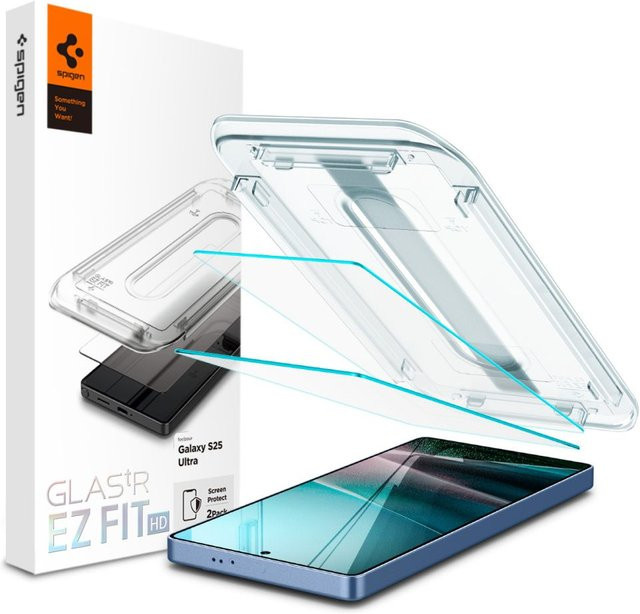 Spigen GlasTR EZ FIT HD Schutzfolie aus gehärtetem Glas für Samsung Galaxy S25 Ultra S938, 2er-Pack, Transparent - Bild 1
