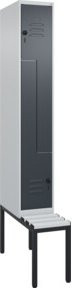 C+P Z-Spind Classic PLUS Sitzbank mit 2 Fächern und Sicherheits-Drehriegel, Kunststoff und Stahl, B/T/H: 212,0 x 30,0 x 81,5 cm - Bild 1