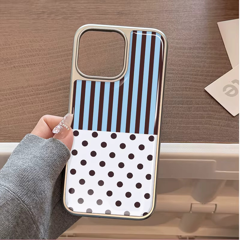 DecoPhone Sturzsichere Epoxy-Handyhülle mit vertikalen Streifen und Punkten für iPhone 11 bis iPhone 17 Pro Max in Multicolour - Bild 3