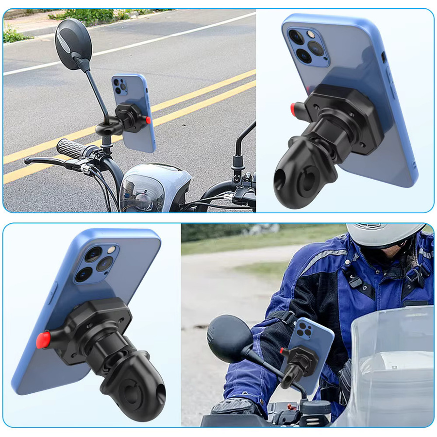 Universelle Motorrad-Handyhalterung für den Rückspiegel in Schwarz, stoßfeste GPS-Navigationshalterung für dein Smartphone - Bild 6