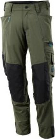Mascot Arbeitshose mit Knietaschen und Reflexstreifen in Moosgrün aus Stretchstoff mit Cordura-Material - Bild 1