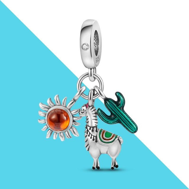 Anhänger Charm Sonne Kaktus Alpaka, Silber, Damen - Bild 1