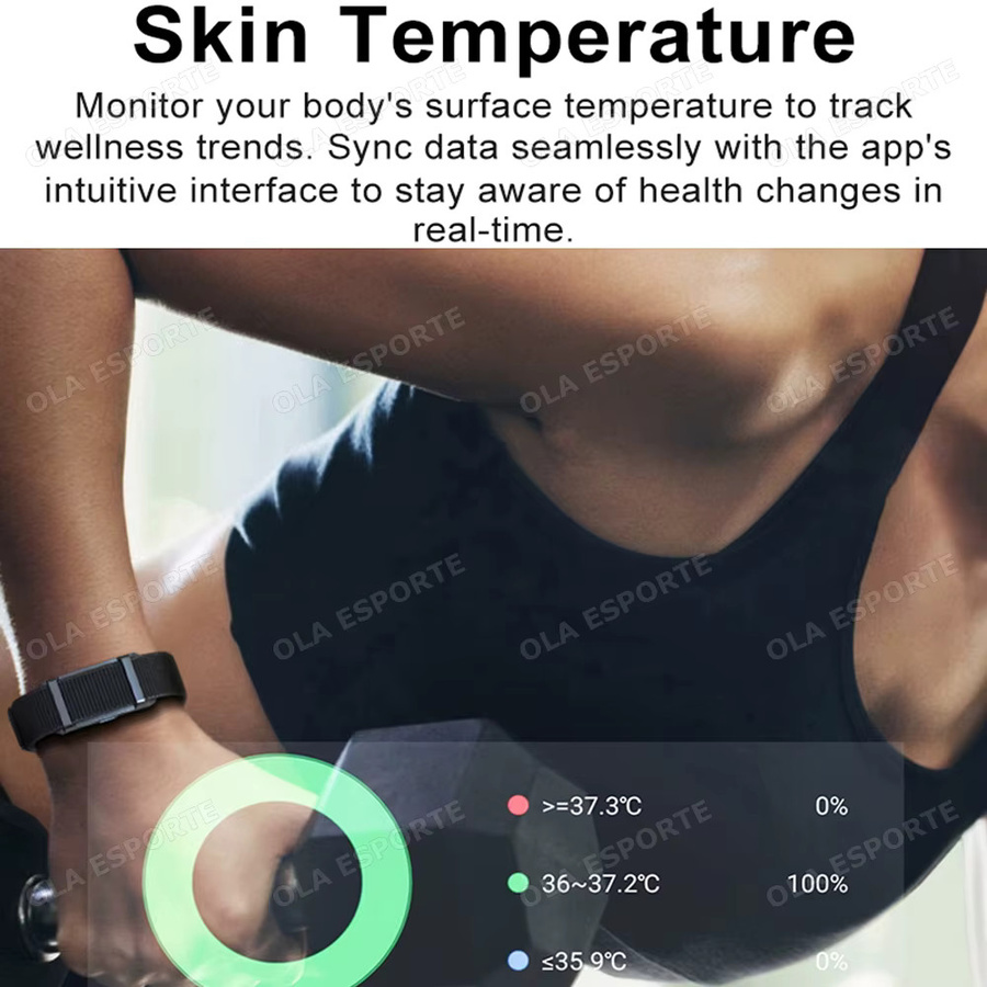 Ola Esporte Smart-Armband mit Herzfrequenz-, Blutdruck- und Blutsauerstoffüberwachung als Sport-Fitness-Tracker in Schwarz und Gold - Bild 5