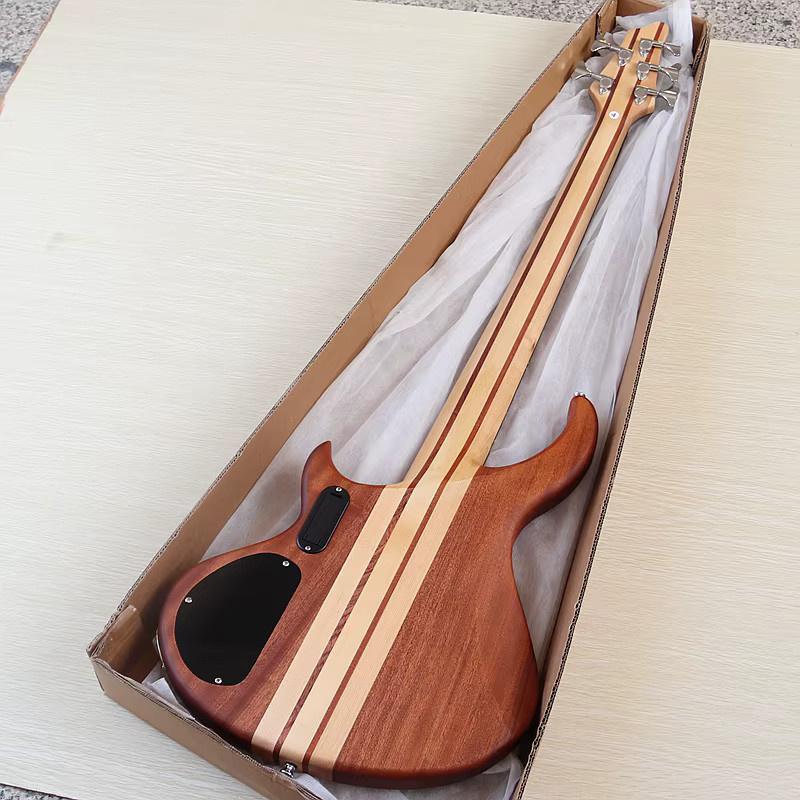 V-glorify 5-Saiten Aktiver E-Bass mit Rosenholz- und Zebraholzfurnier in Braun, 43 Zoll, Matt mit Aktiv- und Passiv-Umschaltung - Bild 2