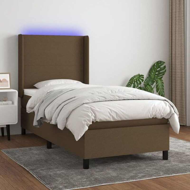 vidaxl Boxspringbett mit Matratze und LED in Braun und Weiß aus Stoff und Holzwerkstoff, B/T/H: 200 x 80 x 118 cm - Bild 1