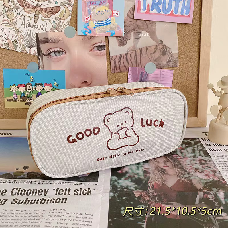 Retro-Federmäppchen aus Leinwand in Beige mit großer Kapazität im Ins-Stil für Schüler und Mädchen - Bild 2
