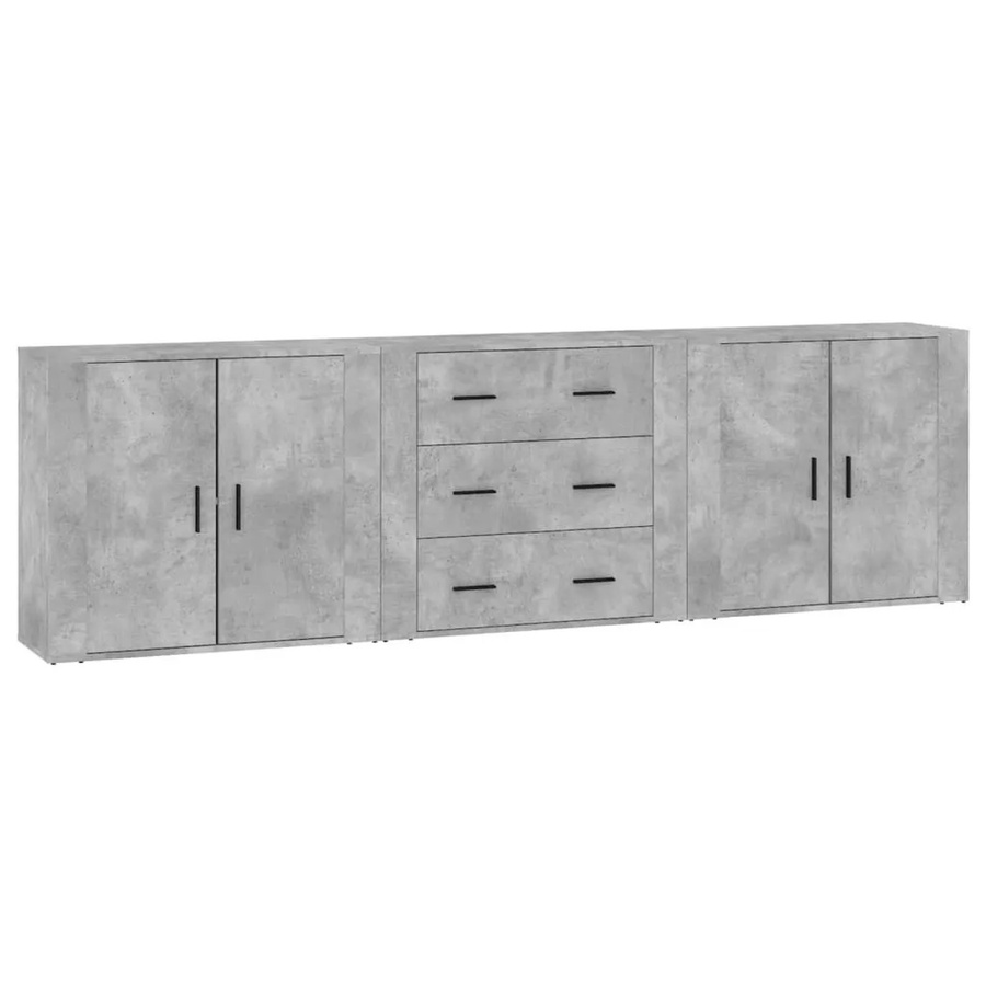 Set aus 3 vidaXL Sideboards aus Holzwerkstoff in Betongrau, klassisches Design, matt - Bild 2
