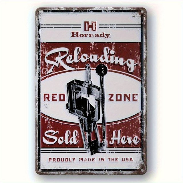 Hornady Vintage Reloading Redzone Metallschild aus Aluminium als Wanddekoration für deine Garage oder Männerhöhle, Breite: 20 cm, Höhe: 20 cm - Bild 1