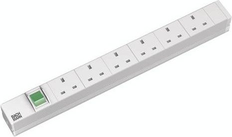 Bachmann 333.805 Netzwerkschrank-Steckdosenleiste 19 Zoll, 1 HE, Grau/Weiß - Bild 1