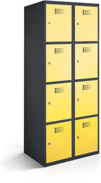 rotstahl Fächerschrank mit 8 Fächern in Gelb und anthrazitgrauem Korpus, B/T/H: 60 x 50 x 180 cm - Bild 1