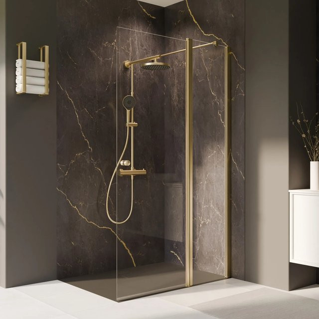 Breuer Duschwand Elana 2.0 mit beweglichem Element in Klarglas und Gold, B/T/H: 200 x 120 cm, Rechtsausführung - Bild 1