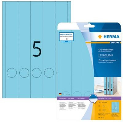 Herma Ordnerrückenetiketten A4, blau und weiß, 100 Stück, permanent haftend und bedruckbar - Bild 1
