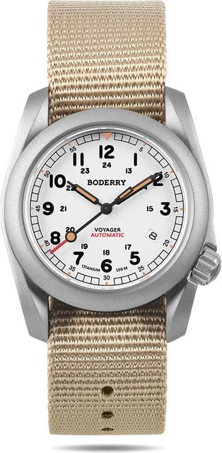 BODERRY Armbanduhr, Automatik, Titan, 40 mm, Nylon Armband, Herren - Bild 1