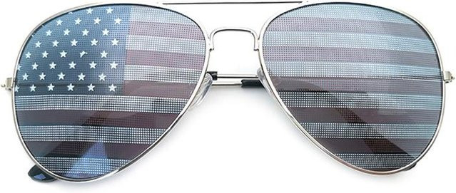 Sonnenbrille Nationalflagge, Aviator, Vollrand, Metall, Unisex, grau, mehrfarbig - Bild 1