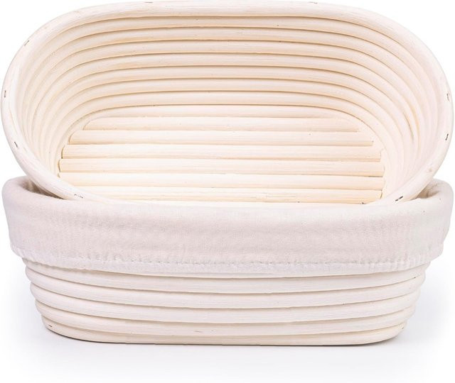 FEB.WIND Rattan-Brot-Gärkorb in Braun, ovaler Banneton-Teigkorb aus Weide für Sauerteig und Backwerkzeuge - Bild 1