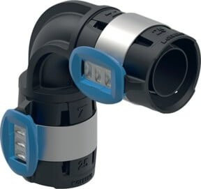 Geberit FlowFit Bogen 90 Grad d= 40mm aus Kunststoff in Schwarz und Transparent - Bild 1