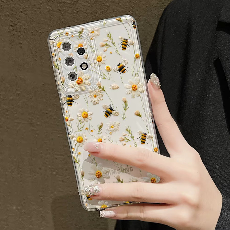 Transparente Silikon Handyhülle mit Bienenblumen-Design für Samsung Galaxy S25 Ultra S24 Ultra S25 S24 S23 FE S22 S21 Plus S20 FE - Bild 2