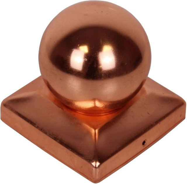 Holmwerk Pfostenkappe Kugel aus Metall in Kupfer für quadratische Pfosten 7 x 7 cm, Durchmesser: 7,1 cm - Bild 1