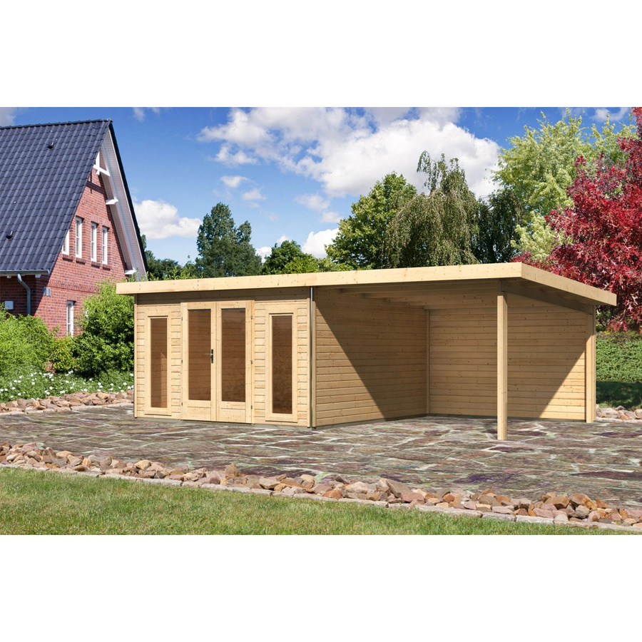 Karibu Holz-Gartenhaus Norrköping mit Pultdach in Braun, B/T: 365 x 365 cm - Bild 2