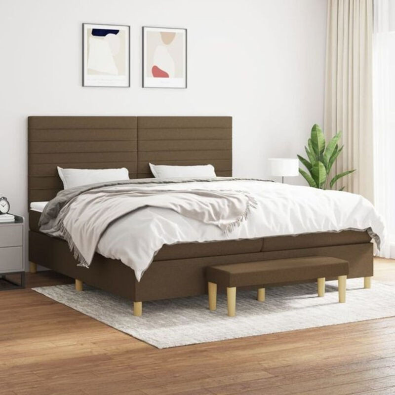 Vidaxl Boxspringbett mit Matratze in Braun aus Stoff und Holzwerkstoff B/T: 200 x 200 cm - Bild 1