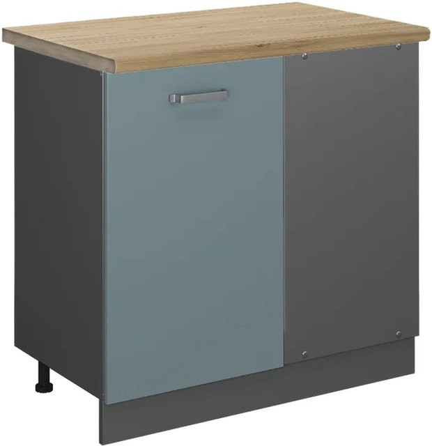 Vicco R-Line Eckunterschrank für die Küche in Blau-Grau/Anthrazit und Eiche, B/T/H: 86 x 60 x 81,6 cm - Bild 1