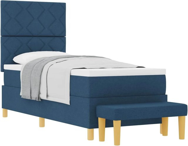 vidaXL Boxspringbett mit Matratze und Kopfteil in Blau, B/T/H: 80 x 200 x 128 cm - Bild 1