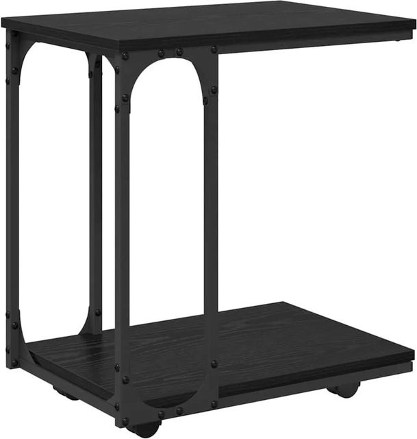 vidaXL Beistelltisch mit Regal in Schwarz und Eichen-Optik, B/T/H: 50 x 35 x 55,5 cm - Bild 1