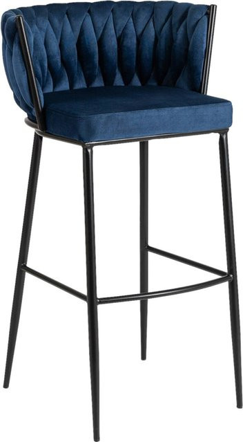 Barhocker FLORES von WIPMEB in Petrol mit Velourstoff und Steppung, B/H/T: 60 x 104,5 x 56 cm - Bild 1