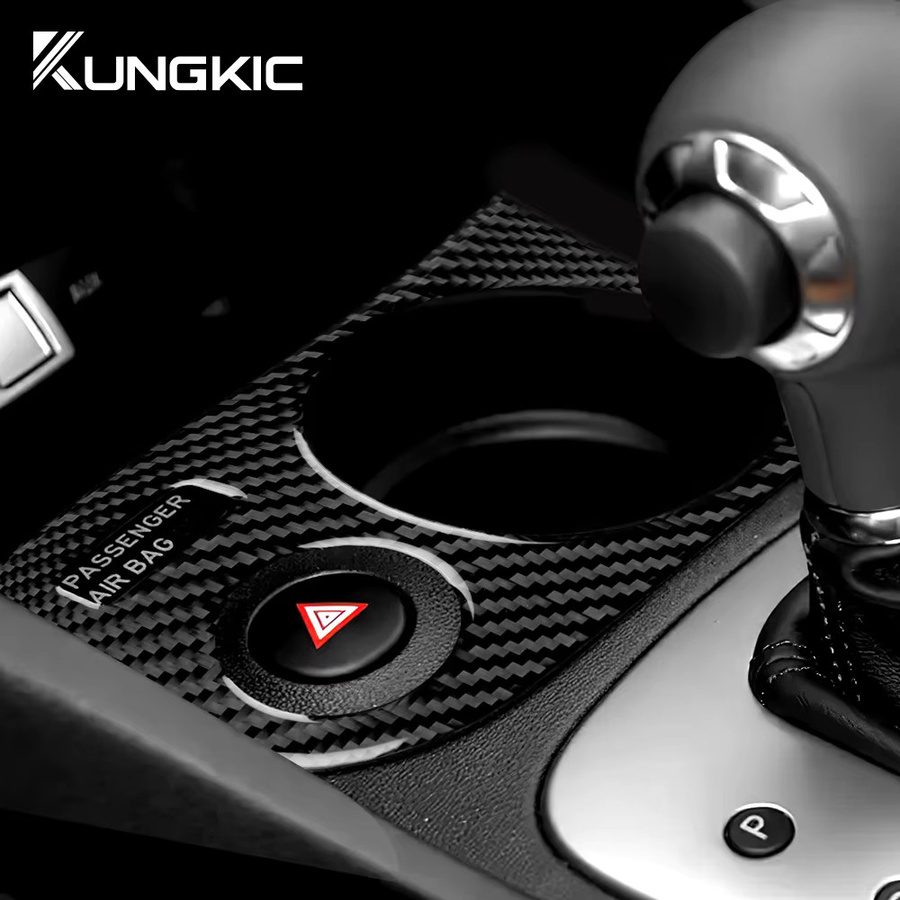 KUNGKIC Kohlefaser Aufkleber für Seat Leon MK2 1P in Schwarz als Getränkehalter-Panel Zubehör - Bild 3