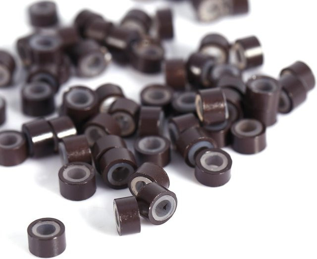 DIYelecs Haarfeder Verlängerungsglieder Silikongefütterte Ringe, Beige, 200 Stück - Bild 1