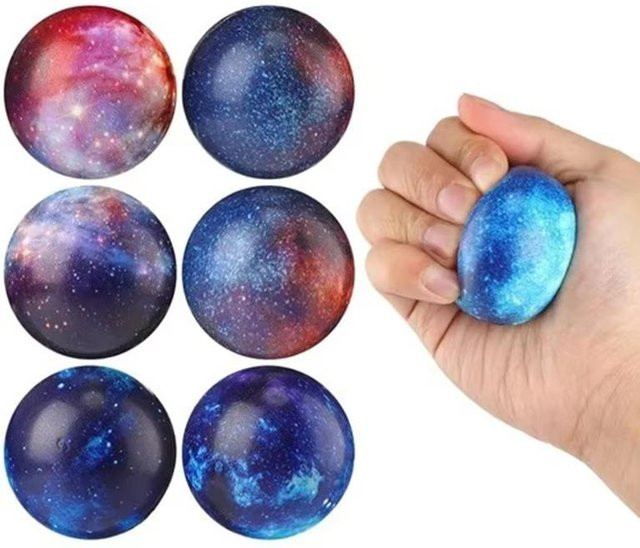 Fashnics Galaxie-Stressbälle, 6er Pack, Weltraum-Schaumstoff-Knetspielzeug - Bild 1