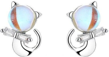 Ohrstecker 925 Silber, Opal, Katze, Damen - Bild 1