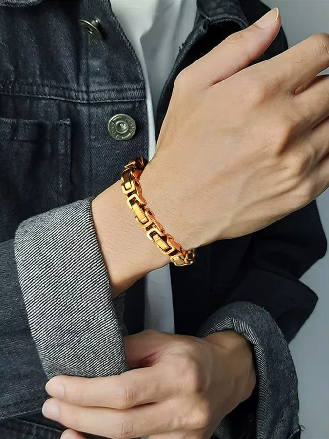 MAGIC ZONE Armband, Edelstahl, Gold, Herren, 7mm - Bild 3