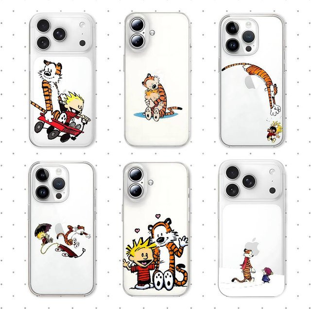 C-CalvinS und H-Hobbes Retro-Handyhülle für iPhone 11 bis 17 Pro Max Mini Plus, transparente stoßfeste Hülle - Bild 1