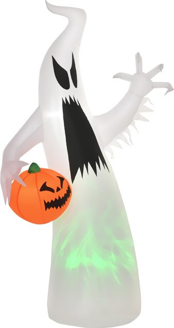 HOMCOM Selbstaufblasbares Halloween Gespenst mit LED-Beleuchtung in Weiß, B/T/H: 95 x 45 x 180 cm - Bild 1