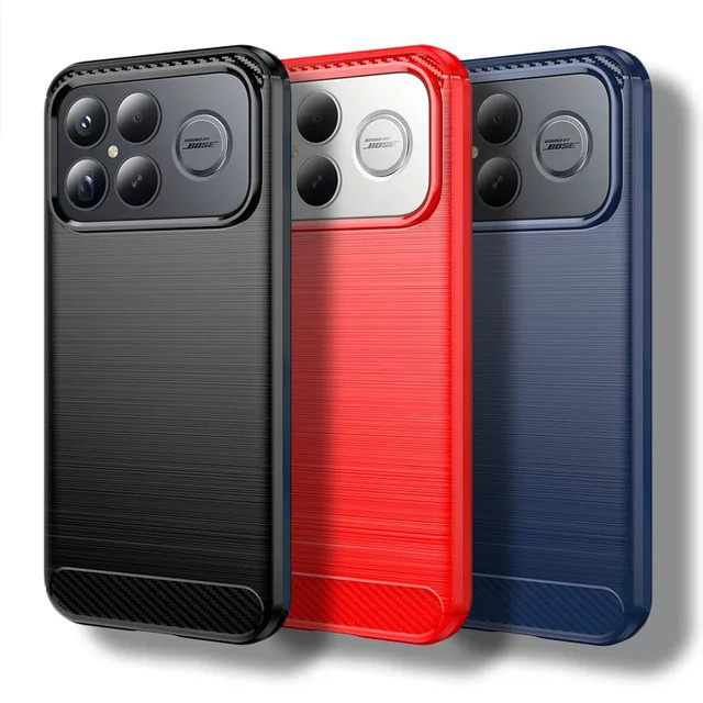 Hautfreundliche Silikonhülle mit gebürstetem Kohlefasermuster für Xiaomi Poco F8 Ultra F7 X7 M7 Pro, stoßfeste Pufferabdeckung in Schwarz oder Blau - Bild 1